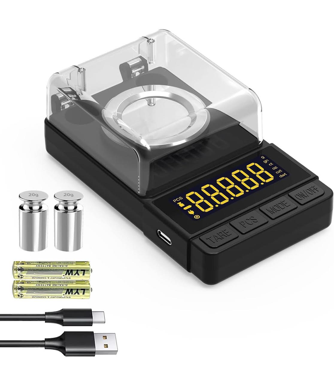 Compact Milligram Digital Scale 50g x 0.001g, Precise Jewelry Scale with Tray, All Accessories Included