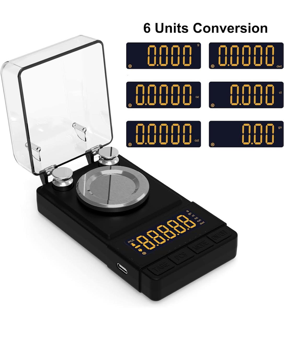 Compact Milligram Digital Scale 50g x 0.001g, Precise Jewelry Scale with Tray, All Accessories Included